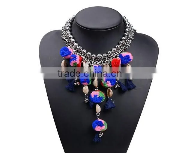 New Design Ethnic Bohemia Gypsy Exaggerate Colorful Ball Statement Necklace