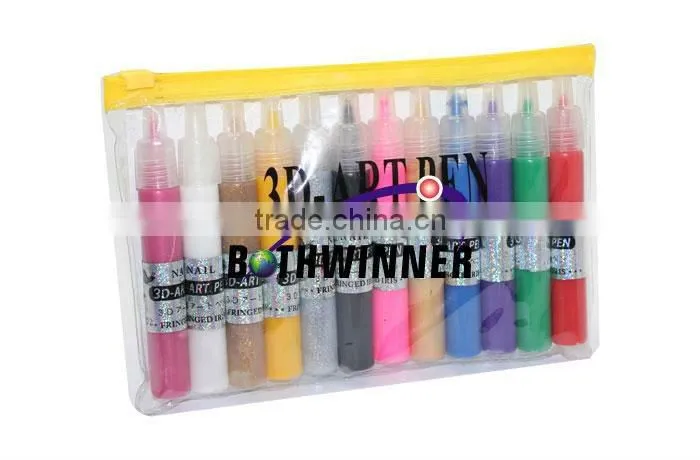New 12 Colors DIY 3D Nail Art Painting Polish Pen Set