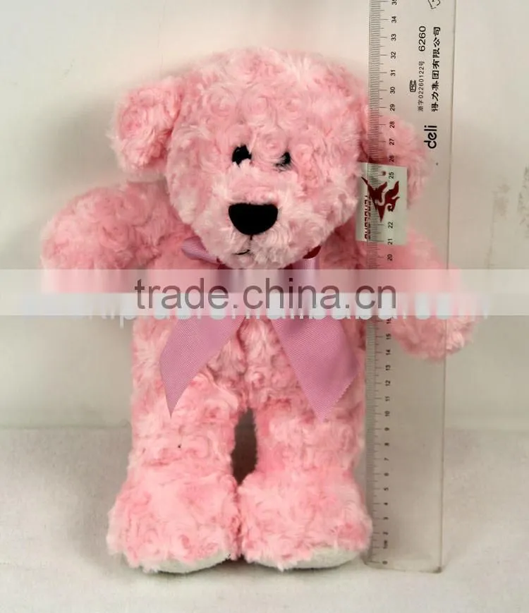 Luckiplus Hot Sale First Class Pink Bear With Pink Bowknot Safe Technology Toy For Kids