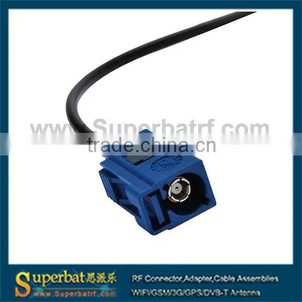 Fakra Jack C blue straight to Fakra Jack Z waterblue straight pigtail RG174 4m extension cable
