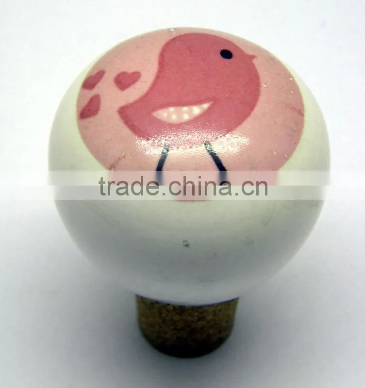 Hand Painted Ceramic Bottle Stopper with Cork attachment