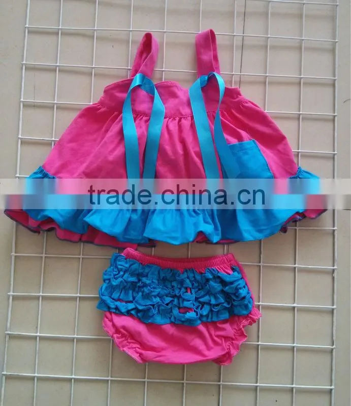 2013 lastest new design Wholesale cotton chevron swing top with bloomer set for baby