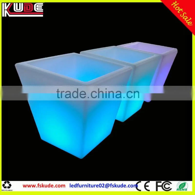 LED light flower pot modern indoor low square planter pot with LED light