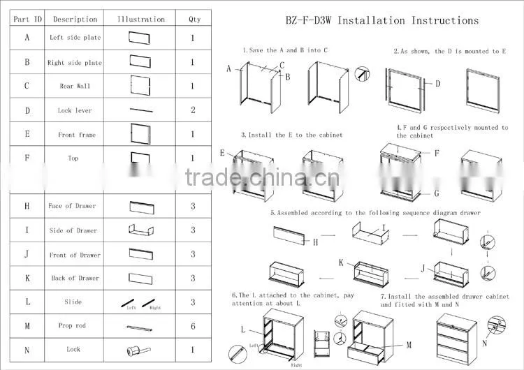 anti-tip hight density cabinet/lateral filing 3 drawers