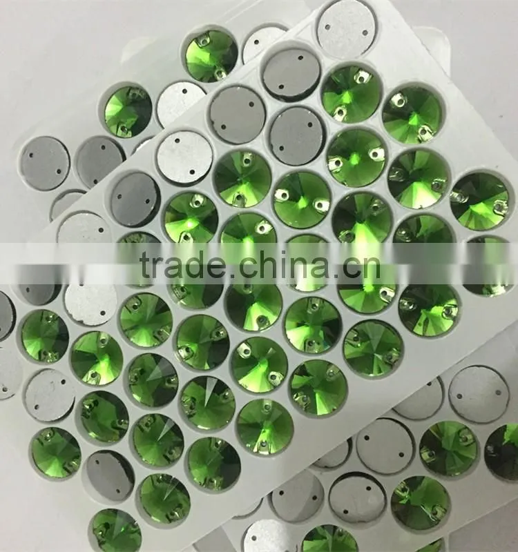 wholesale 10mm revoli shaped rainbow color sewing crystal stone for boutique store