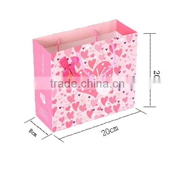 Pink Heart Paper Gift Bag Shopping Bag