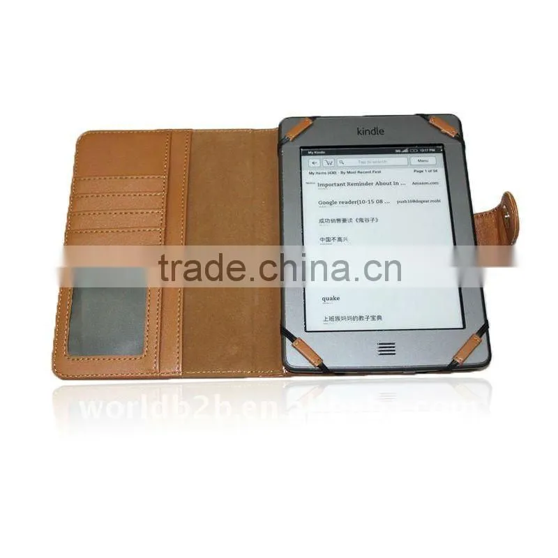 PU Leather Booklet Case for Kindle Touch,with Card Slot