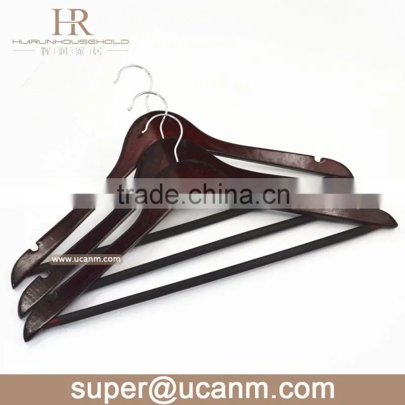 HRW-3013M cheep wood suit hanger with plastic tube wood bar