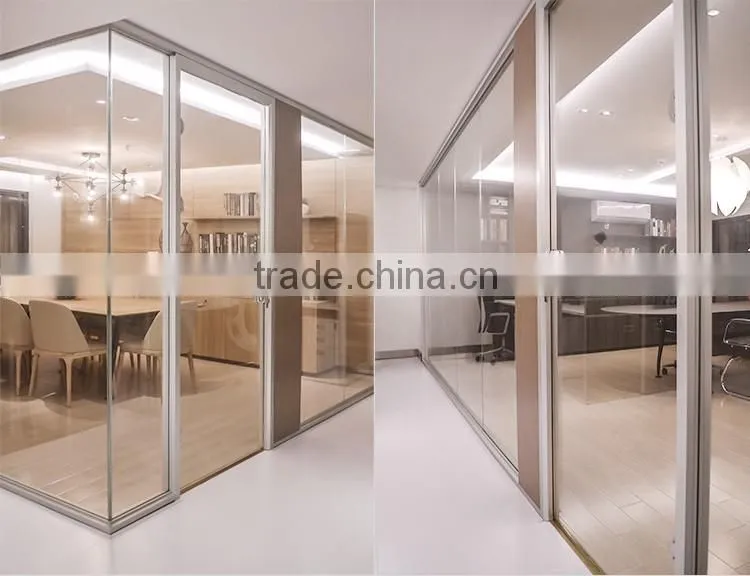 clear tempered full high partition office glass doors with MFC