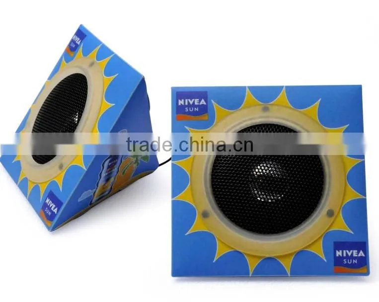 promotion square paper mini foldable cardboard speaker