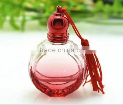 8ml colorful pink flat round perfume roller ball bottle