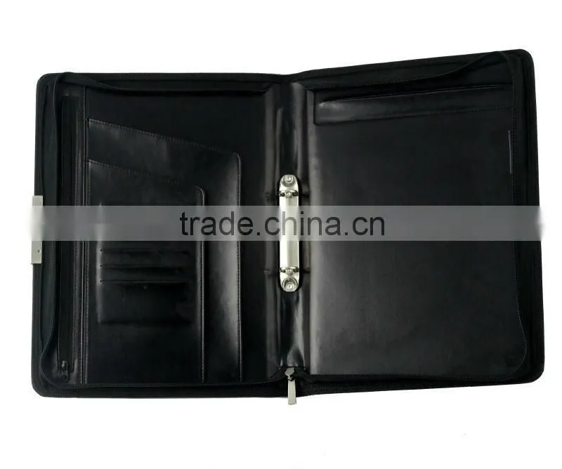 A4 PU leather file folder portfolio with zipper