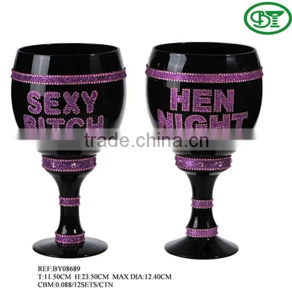 hand-made black wine party glass