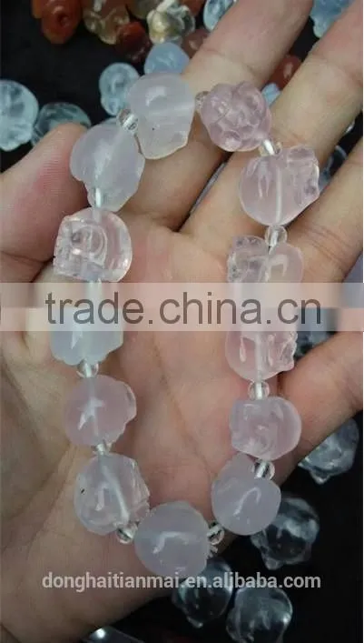 Wholesale Natural Elegent Portable Clear Crystal Carving Skull Bracelet