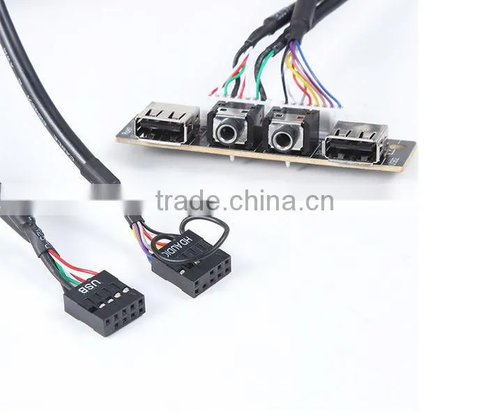 USB2.0*2 Panel mounted cable adding two audio AV PCB7420 port for PC
