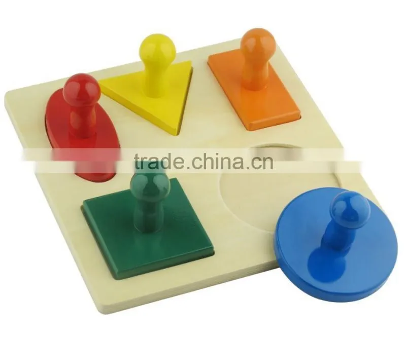 Kids educational toys beech wooden geometric puzzle board