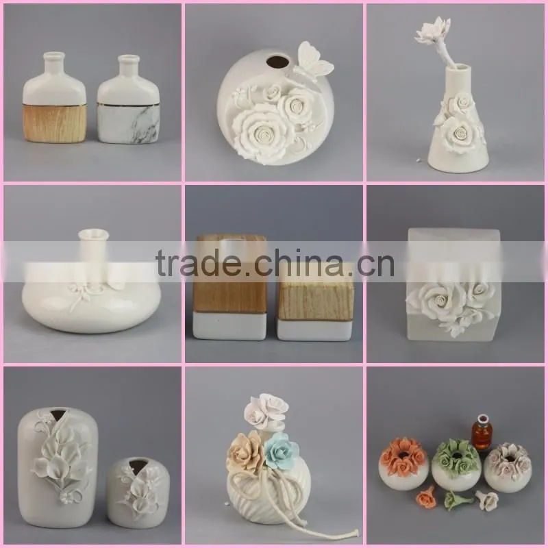 Wooden Design White Ceramic Fragrance Diffuser Wooden Sticks
