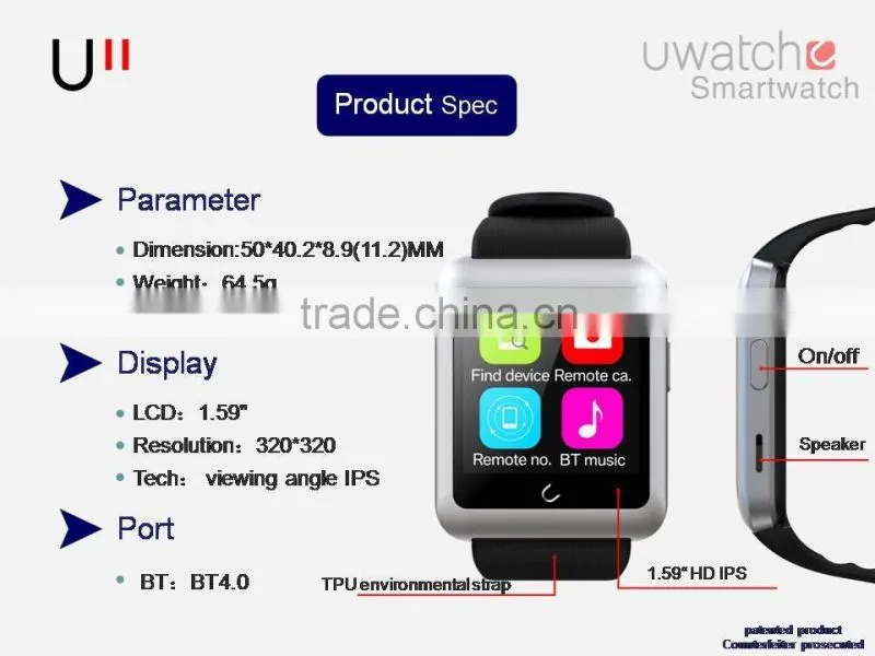 Fashion Smart Watch U11,Support Sim Card,Bluetooth 4.0 Smart Clock,Support GSM Call,Bluetooth Communication