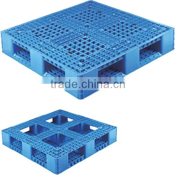 cross base single sided 1210 blue rackable high quality plastic pallet