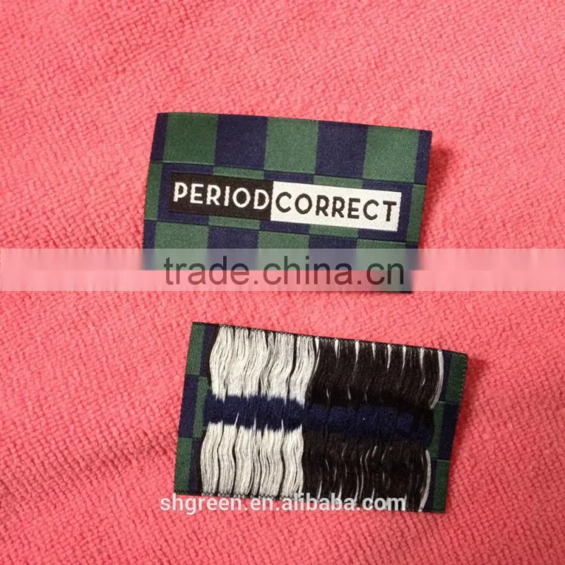 White soft damask woven label for children clothing
