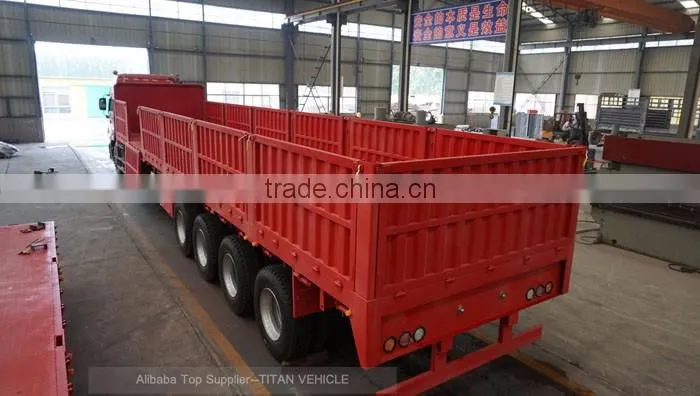 TITAN 3 axles 4 axles 40 Ton 60 Ton Flatbed Trailer with drop side walls