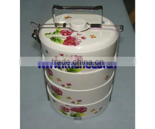 Hot sale round shape 4 sections colorful rice bowl, unbreakable solid color plastic lunch box