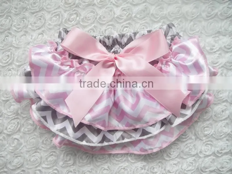 Boutique newborn toddlers underwear baby lace bloomer satin ruffle pants diaper cover with bow