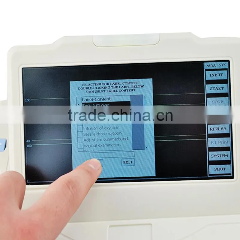 Carejoy PC platform 7 inch Touch Screen Fetal Monitor fetal heart rate machine TOCO FHR with printer