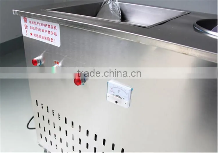 2015 Flat Pan Frozen Yogurt Real Fruits Stir Ice Cream Rolls Machine