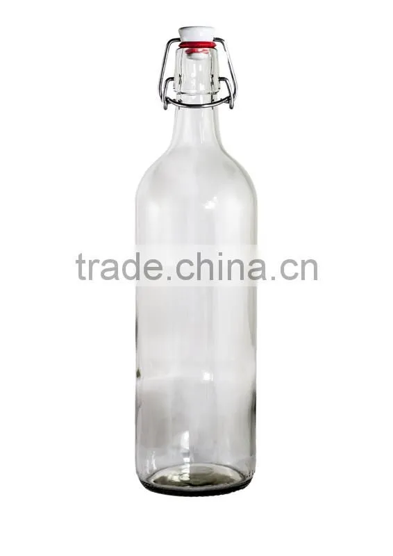 1L Clear Glass Bottle With Swing Top