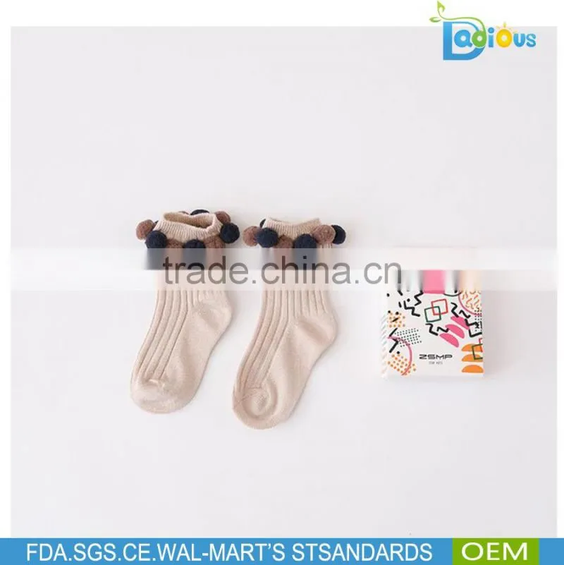Fashion High Quality Wholesale Baby Cotton Socks Circle ball decoration kids socks