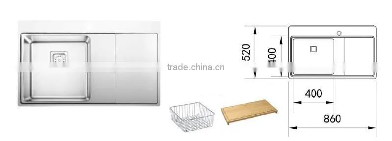 POATS PS-801 Stainless Steel Sink Size: 860X520X200mm
