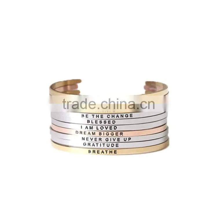 Latest Fashion Inspiration words engraved bracelets bangle wholesale