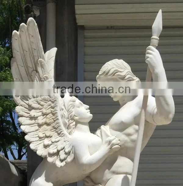 Hand Carved White Marble Man and Woman Statue