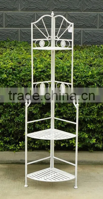 3-tier folding iron decorative corner flower stand