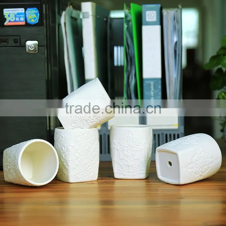 Creative classic patterns white ceramic indoor planters for succulents