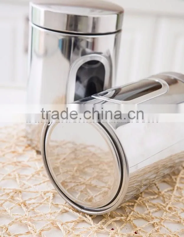 Custom Stainless Steel Tea Coffee Candy Storage Canister With Window