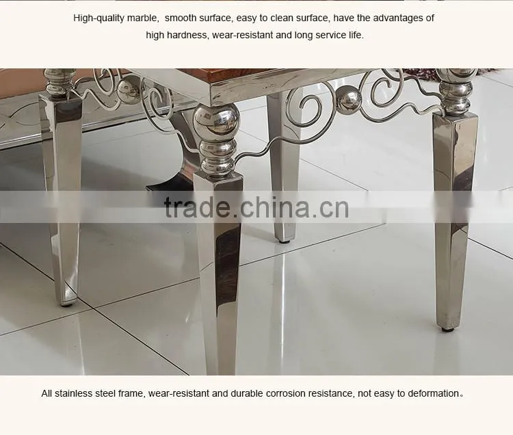 D398 Modern Living Room Furniture Stainless Steel Marble Side Table