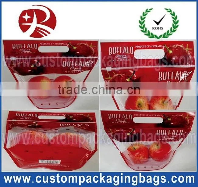 Clear Plastic Fruit Laminated Bunch Bag Slider Zipper Bags Apple / Grape Laminated Bunch Bag