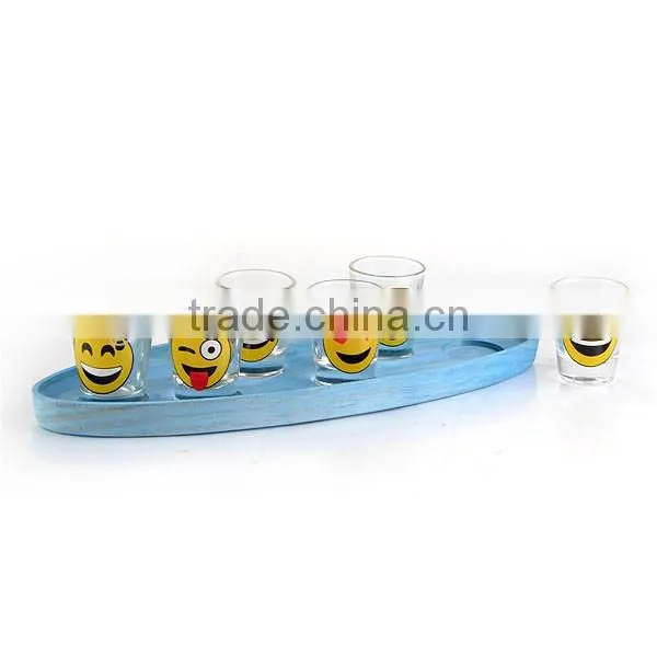 4pcs mini clear wine glass with wooden stand