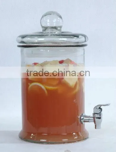 5 L clear glass infusion jar/glass jar with tap and glass lid PJ25 dispenser