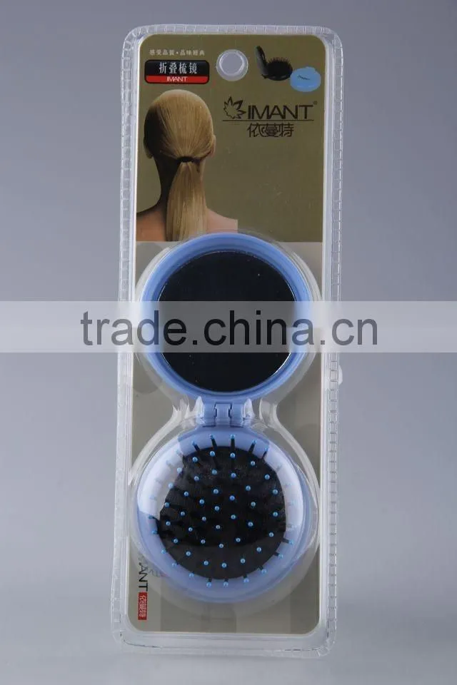 Round folding comb/Foldable hair brush with mirror