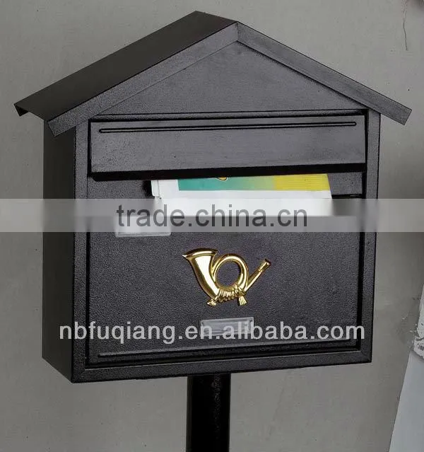 FQ-102 Modern outdoor cast iron mailbox metal steel mailbox iron letterbox with 3 colors can stand on ground