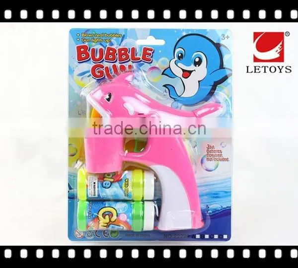 popular summer toys plastic flashing bubble gun with 2 bottles of bubble water