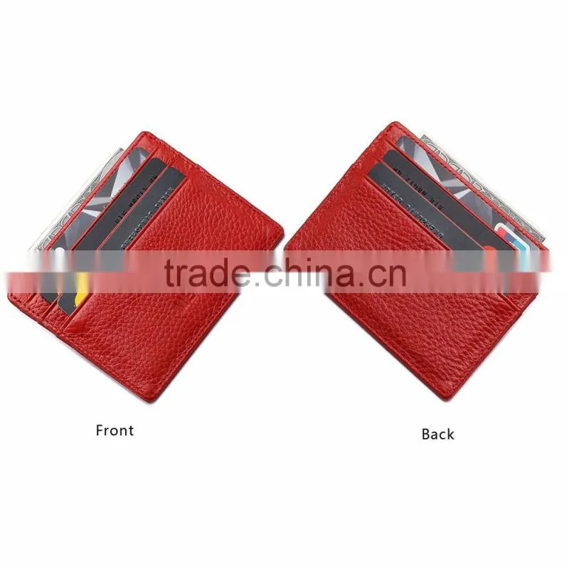 Utral Slim genuine Leather Wallet Credit Card Case Sleeve Card Holder With ID Window