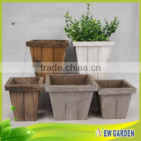 Factory direct offered special design high grade wooden rectangular flower pot