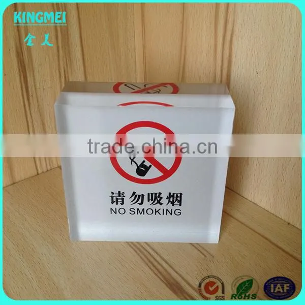 Hotel tabletop no smoking signs with crystal indicative,sign holder custom