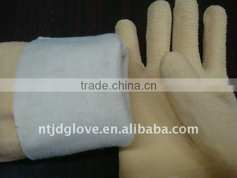 Welding gloves Latex gloves 35 CM Jersey fabric liner,wave crinkled latex glove . Safety gloves