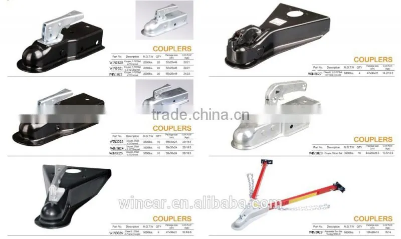 Different size Trailer Coupler With Brake BLACK POWDER COATED