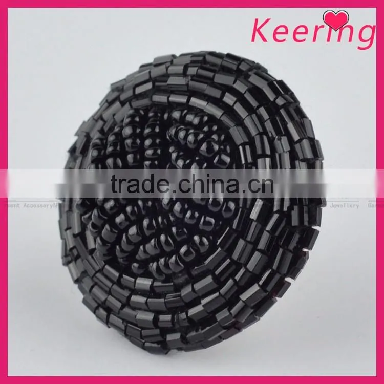 2016 new arrival black custom beaded decorative buttons for clothing WBKA-300